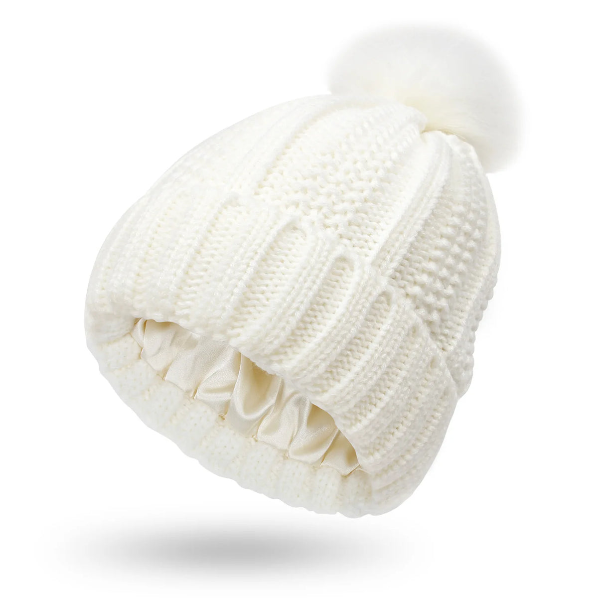Veloura satin-lined beanie in Snow White