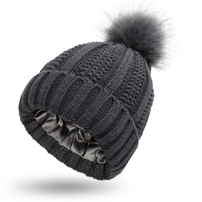 Veloura satin-lined beanie in Charcoal