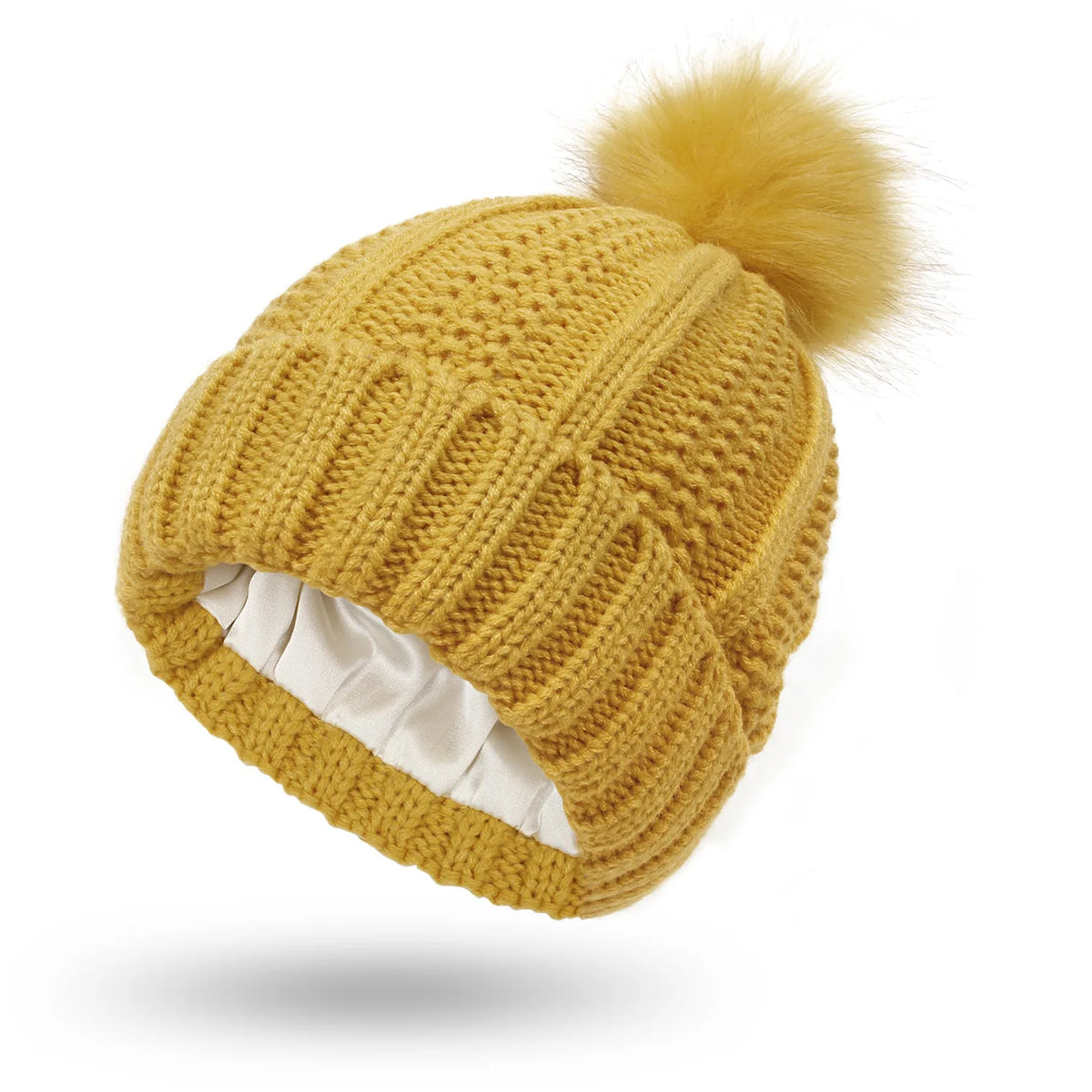 Veloura satin-lined beanie in Honey Mustard